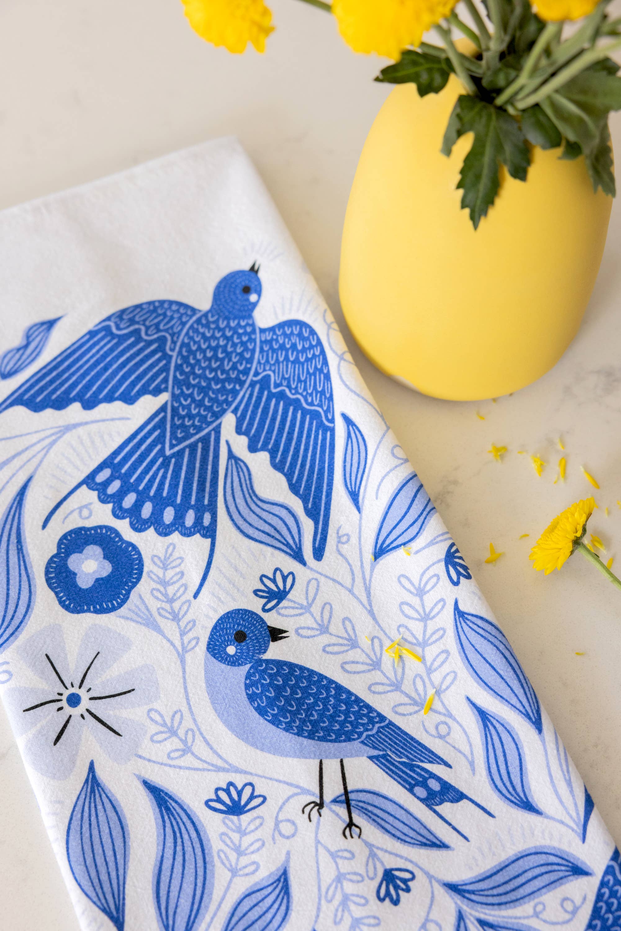 Blue Songbird Tea Towel