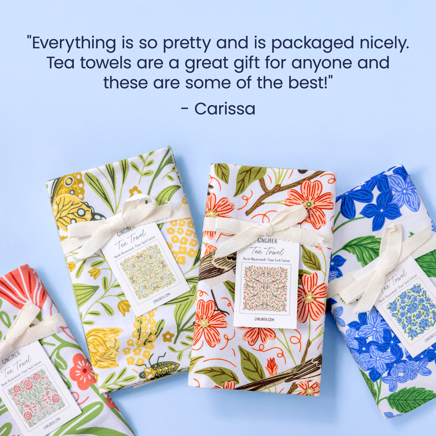 Blue Songbird Tea Towel
