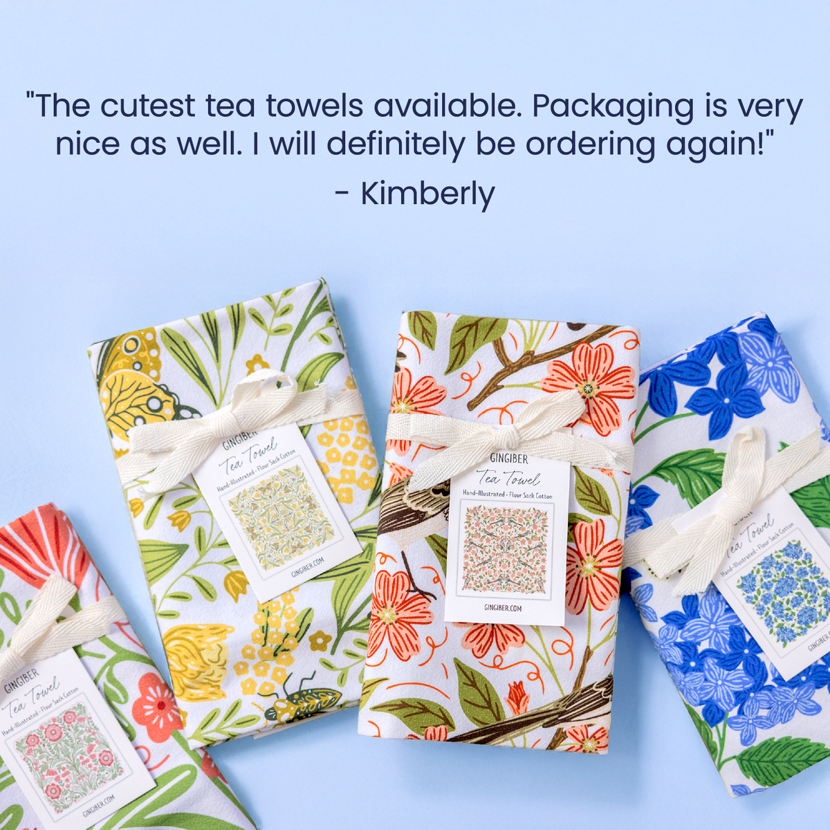 Blue Songbird Tea Towel