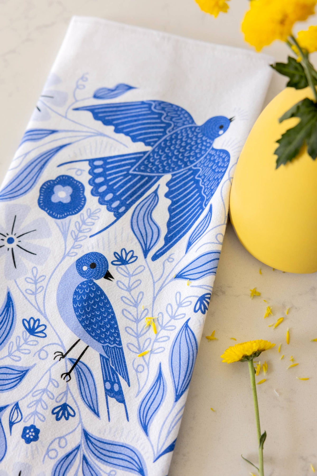 Blue Songbird Tea Towel